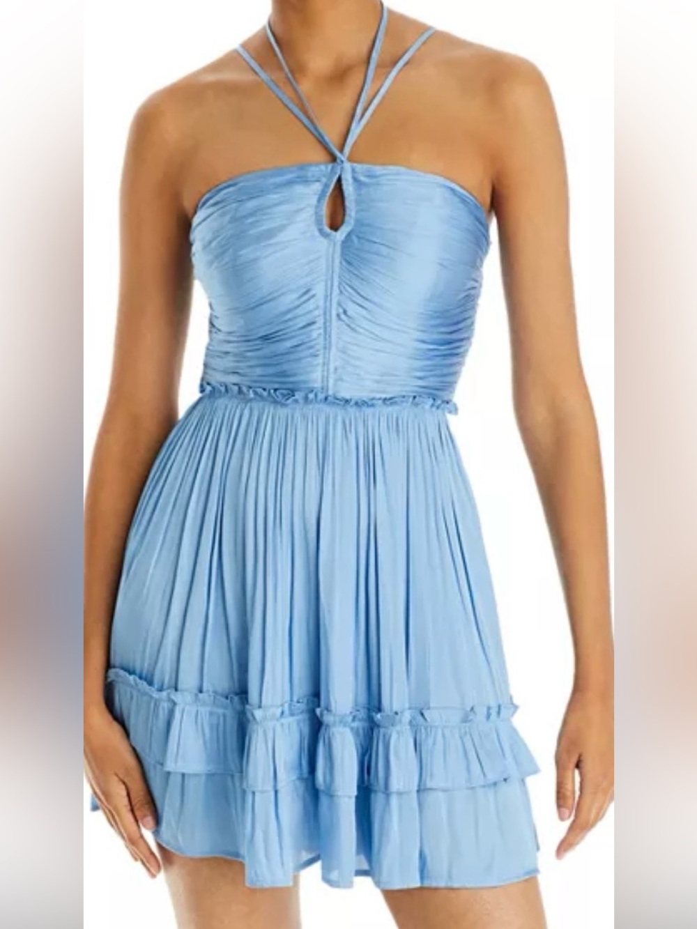 AQUA Strappy Ruched Mini Dress